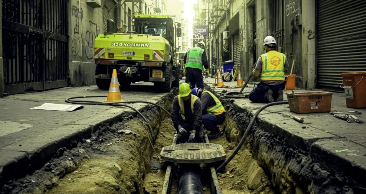 Underground Drain Cleaning Service Working