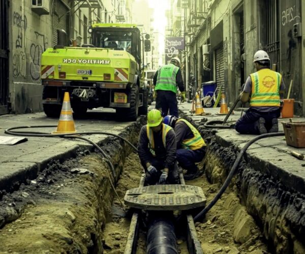 Underground Drain Cleaning Service Working